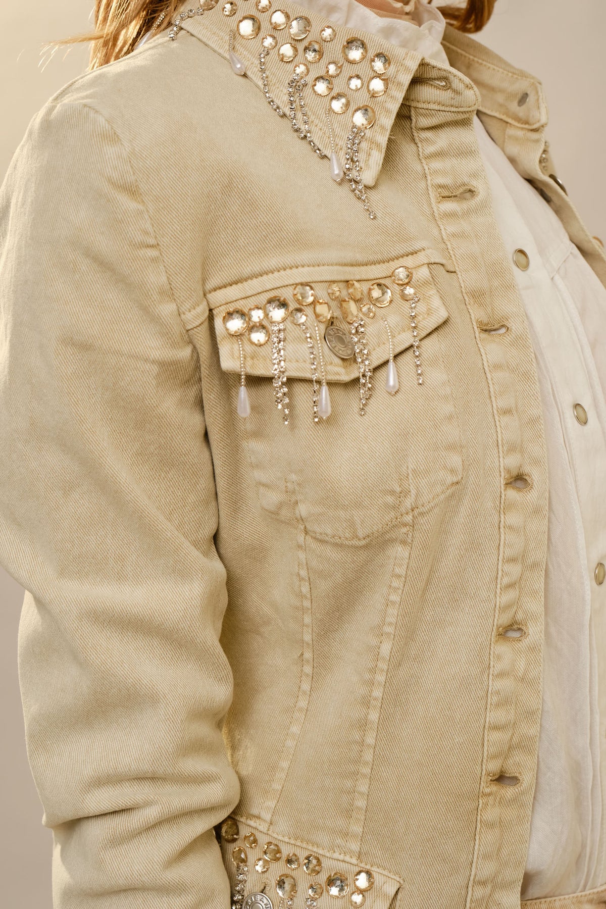 Jeweled Fringe Denim Jacket