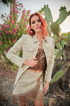 Jeweled Fringe Denim Jacket