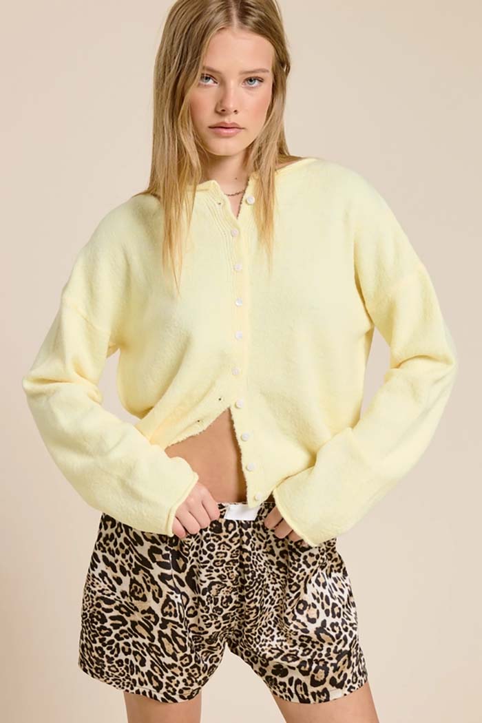Butter Yellow Button Cardigan