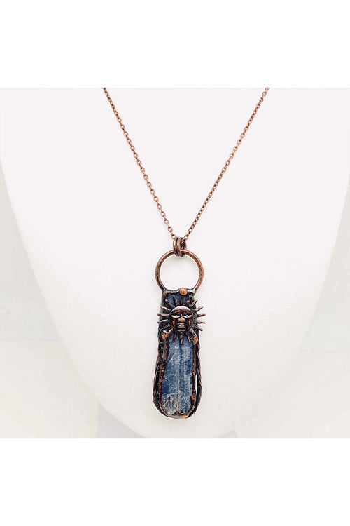 Blue Raw Stone Sun Necklace