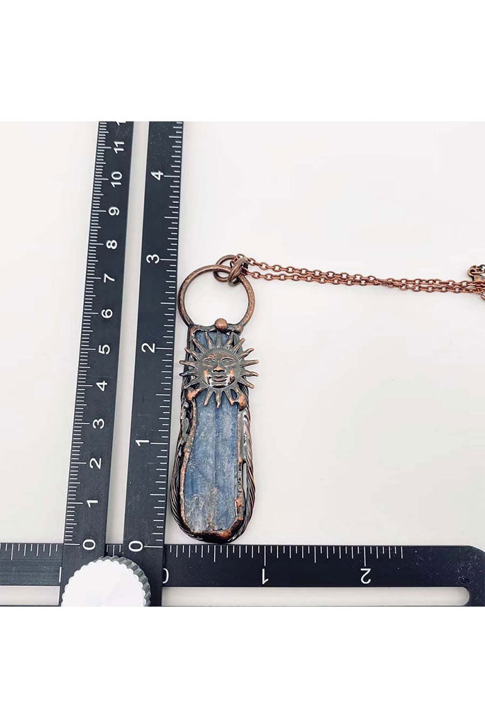 Blue Raw Stone Sun Necklace