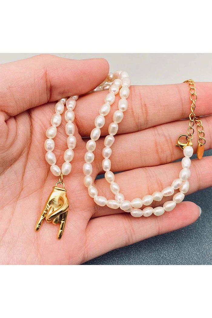 Rock & Roll Pearl Charm Necklace