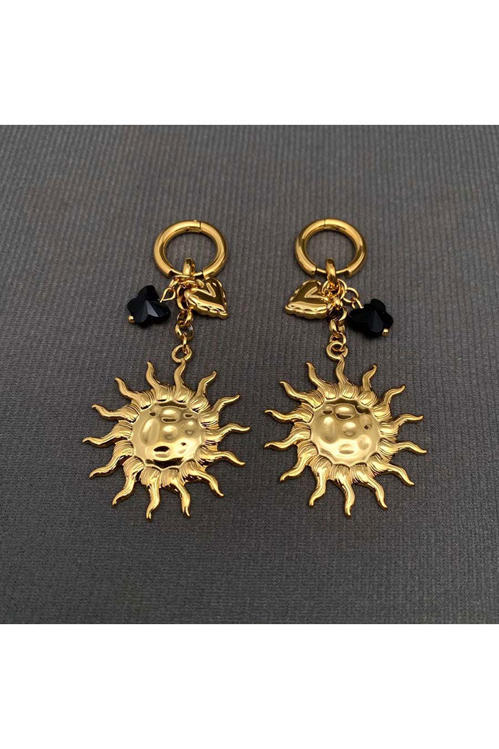 Sun Charm Huggie Earrings