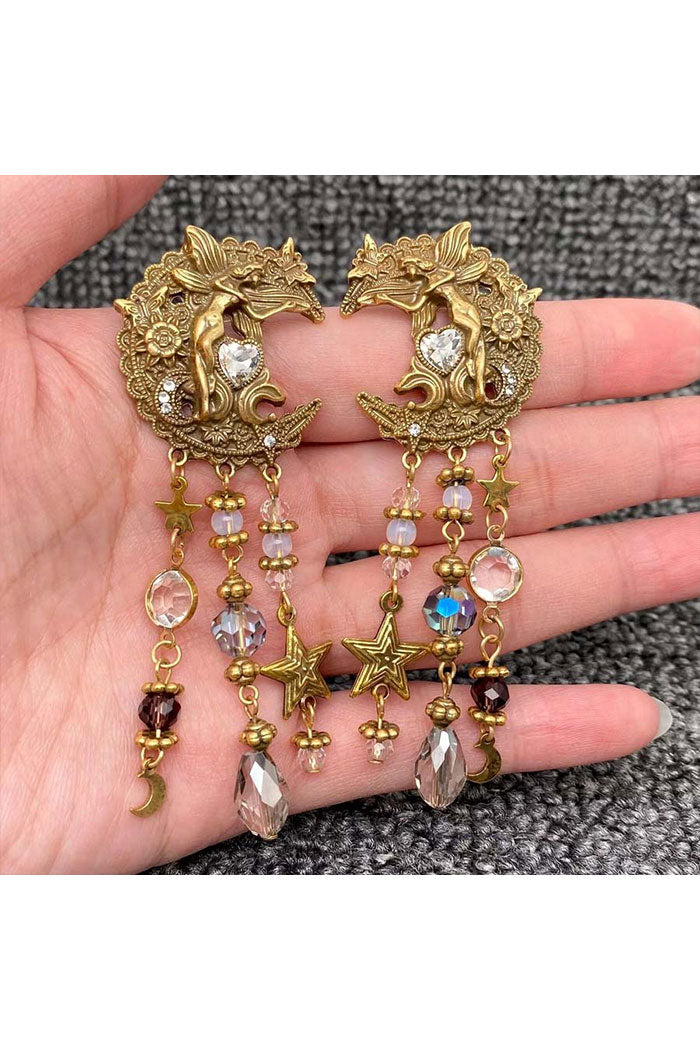 Moon and Star Statement Earrings