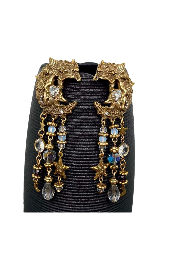 Moon and Star Statement Earrings