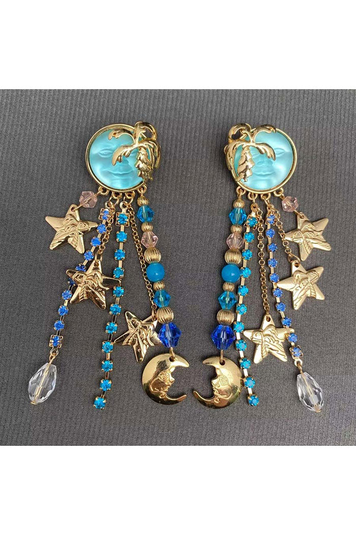 Sun Moon Fringe Earrings