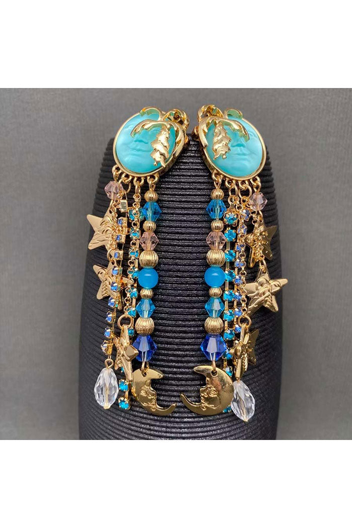 Sun Moon Fringe Earrings