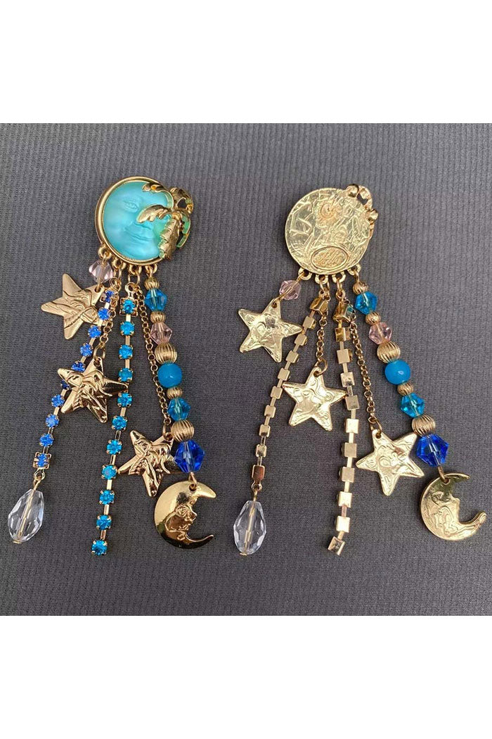 Sun Moon Fringe Earrings