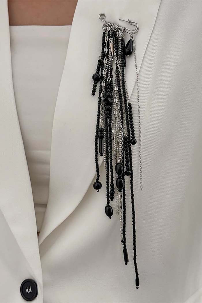 Beaded Chain Statement Brooch