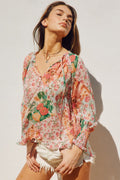 Flower Patch Smocked Neckline Blouse
