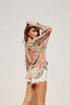 Flower Patch Smocked Neckline Blouse