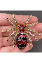 Rhinestone Spider Brooch