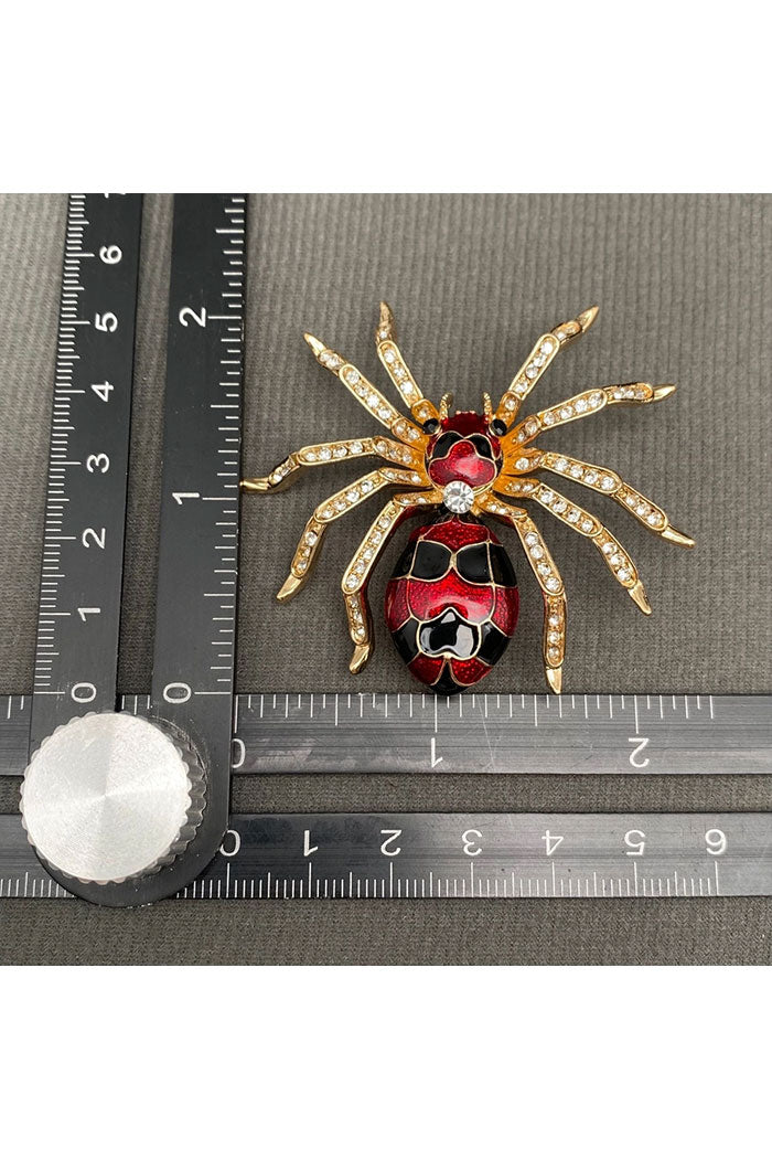 Rhinestone Spider Brooch