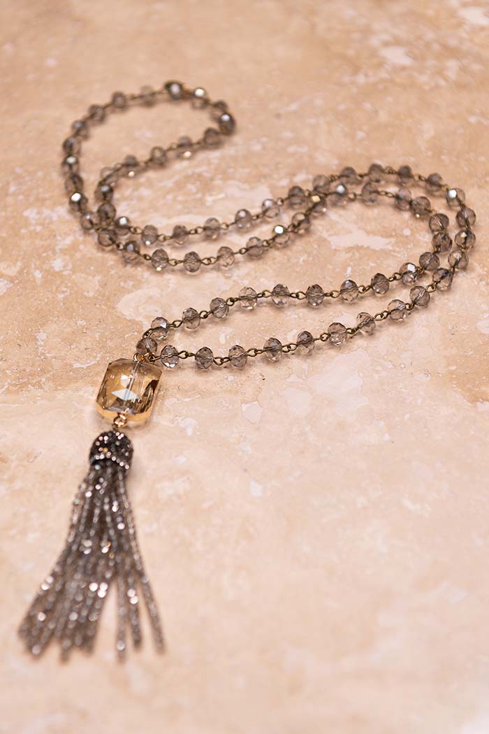 Athena Smoke Tassel Necklace