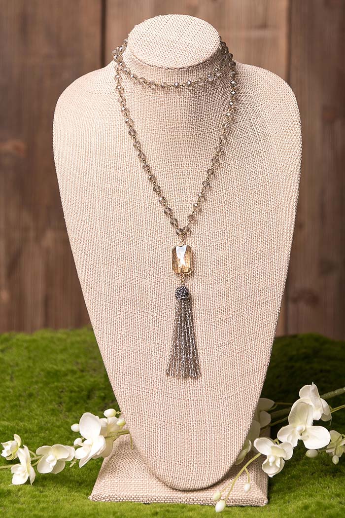 Athena Smoke Tassel Necklace