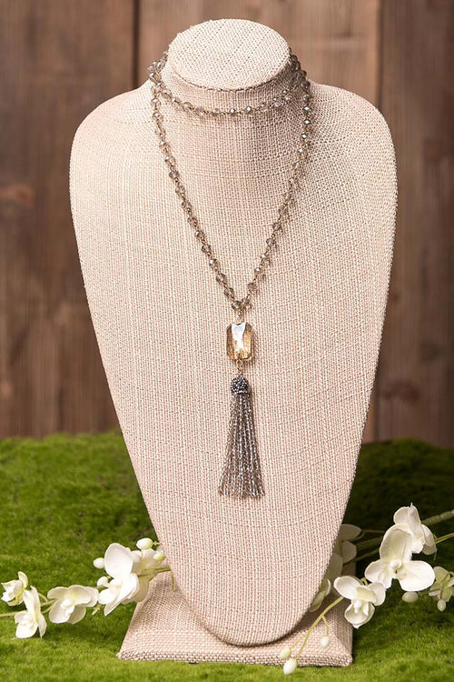 Athena Smoke Tassel Necklace
