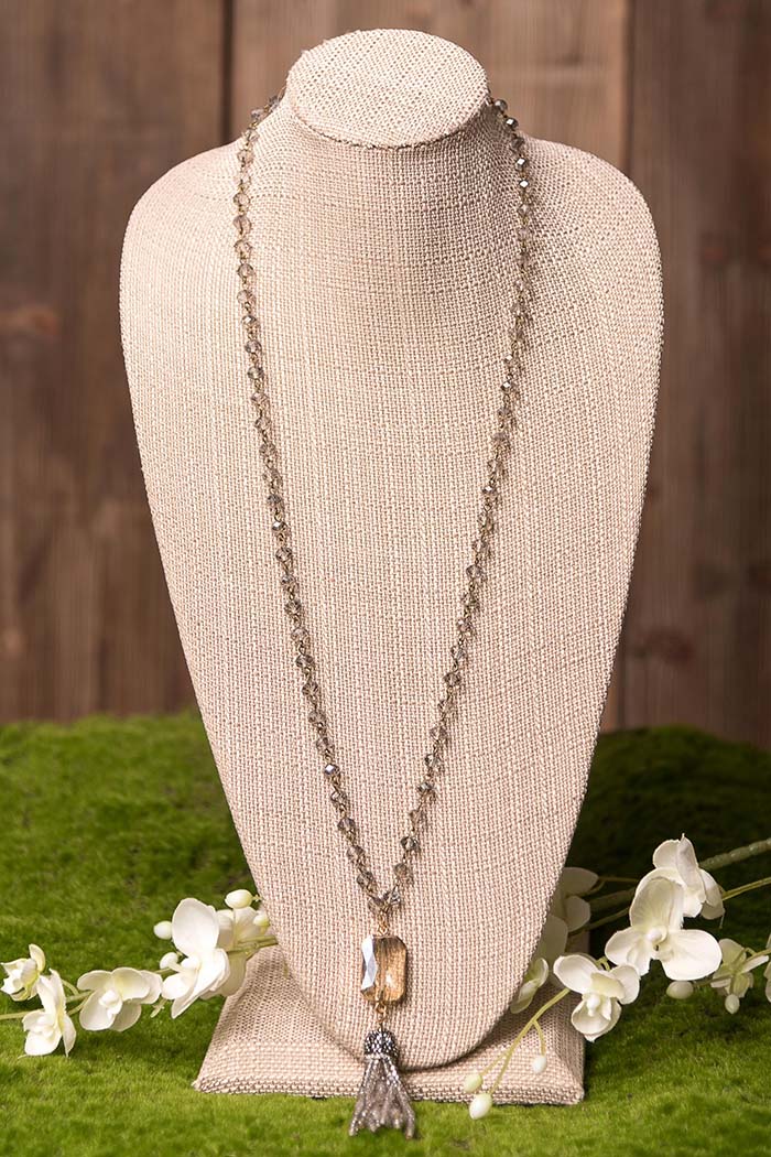 Athena Smoke Tassel Necklace