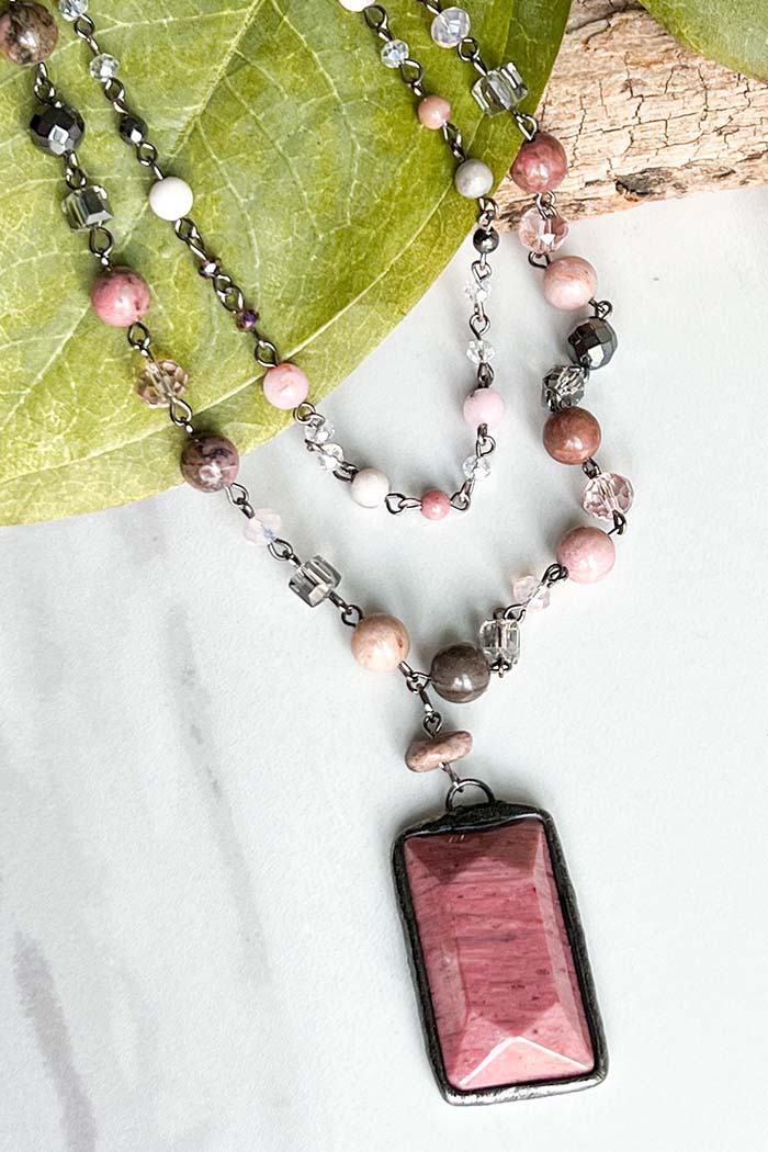 Dylan Pink Stone Pendant Necklace