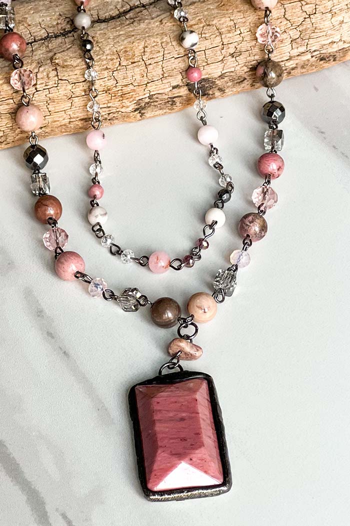 Dylan Pink Stone Pendant Necklace