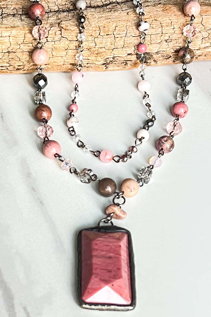 Dylan Pink Stone Pendant Necklace