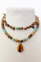 Beaded Layered Pendant Necklace