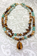 Beaded Layered Pendant Necklace
