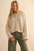 Button-Front Cotton Knit Top