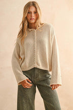 Button-Front Cotton Knit Top