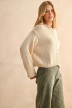 Button-Front Cotton Knit Top