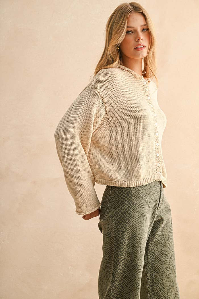 Button-Front Cotton Knit Top