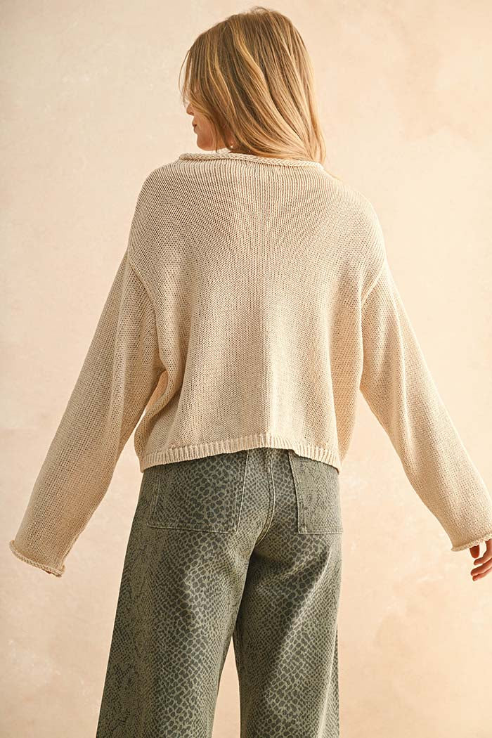 Button-Front Cotton Knit Top