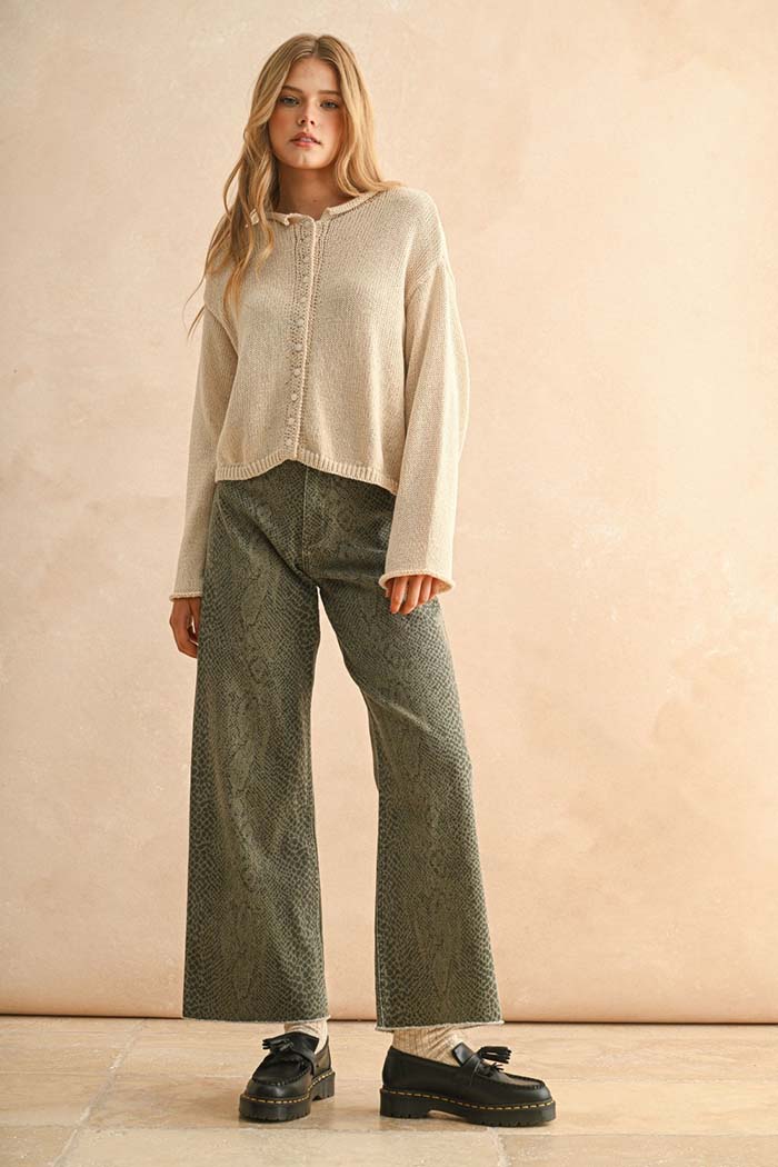 Button-Front Cotton Knit Top