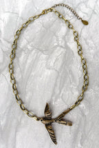 Bronze Swallow Pendant Statement Necklace