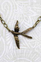 Bronze Swallow Pendant Statement Necklace