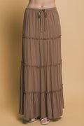 Tiered Drawstring Maxi Skirt