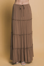 Tiered Drawstring Maxi Skirt