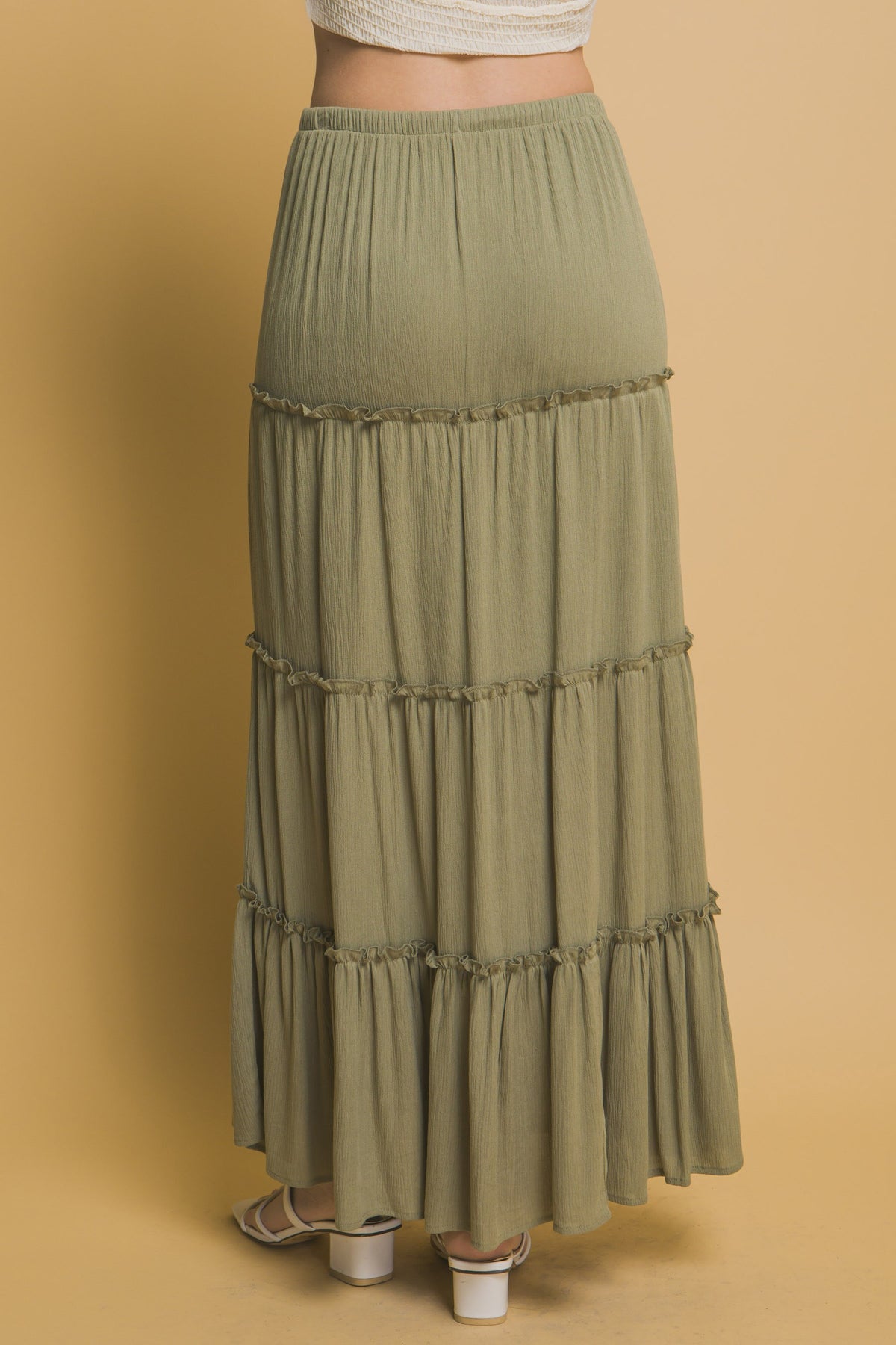 Tiered Drawstring Maxi Skirt