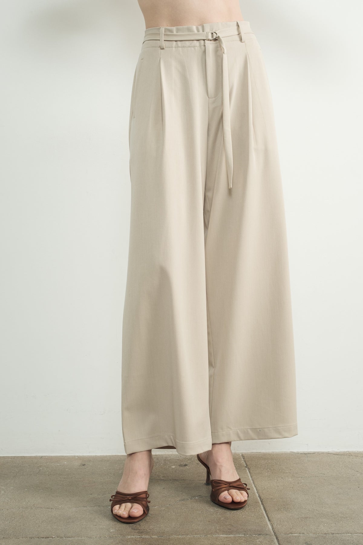 Wide Leg Pants with Self Belt