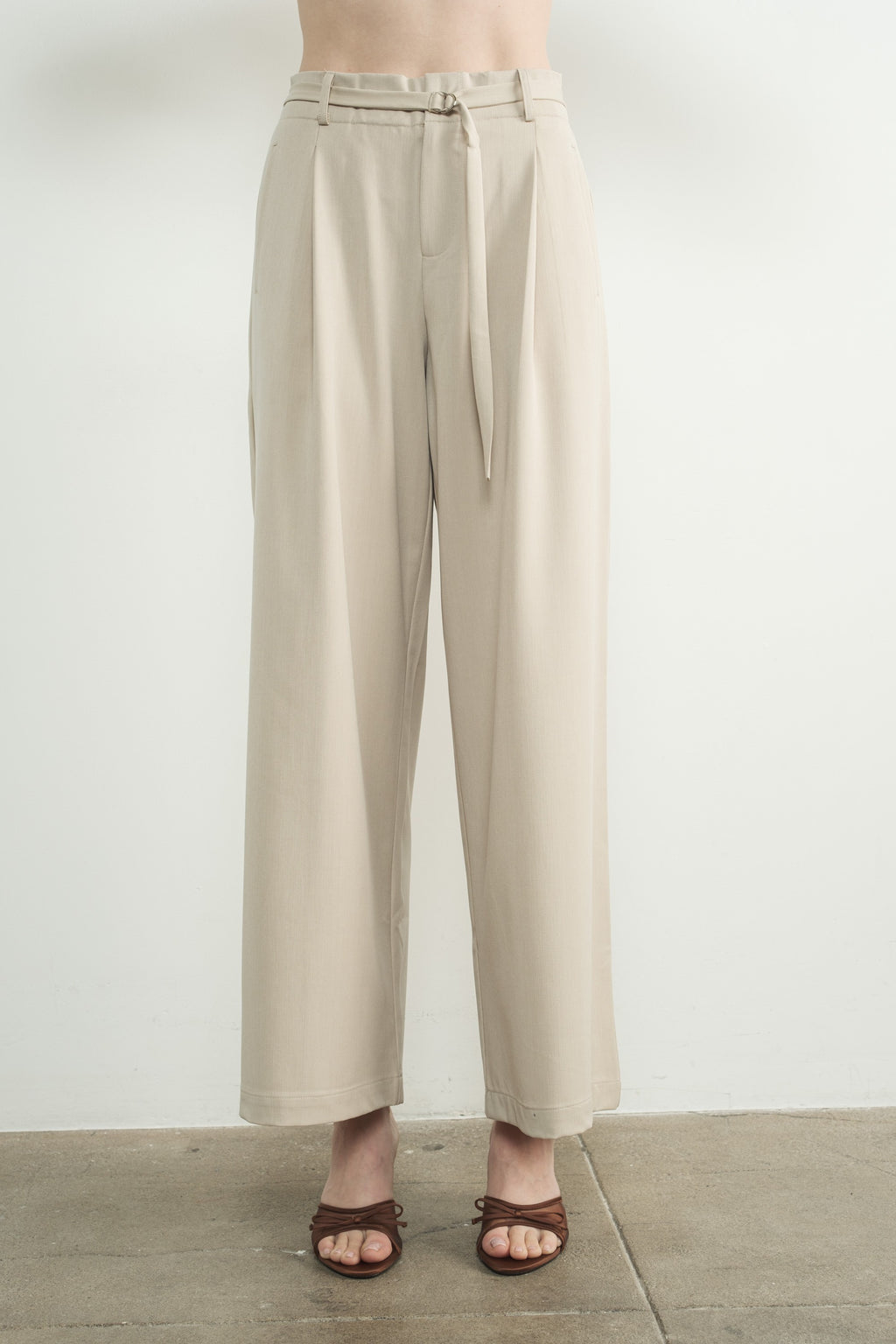 Wide Leg Pants with Self Belt