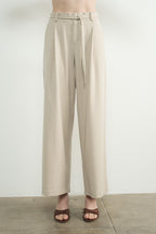 Wide Leg Pants with Self Belt