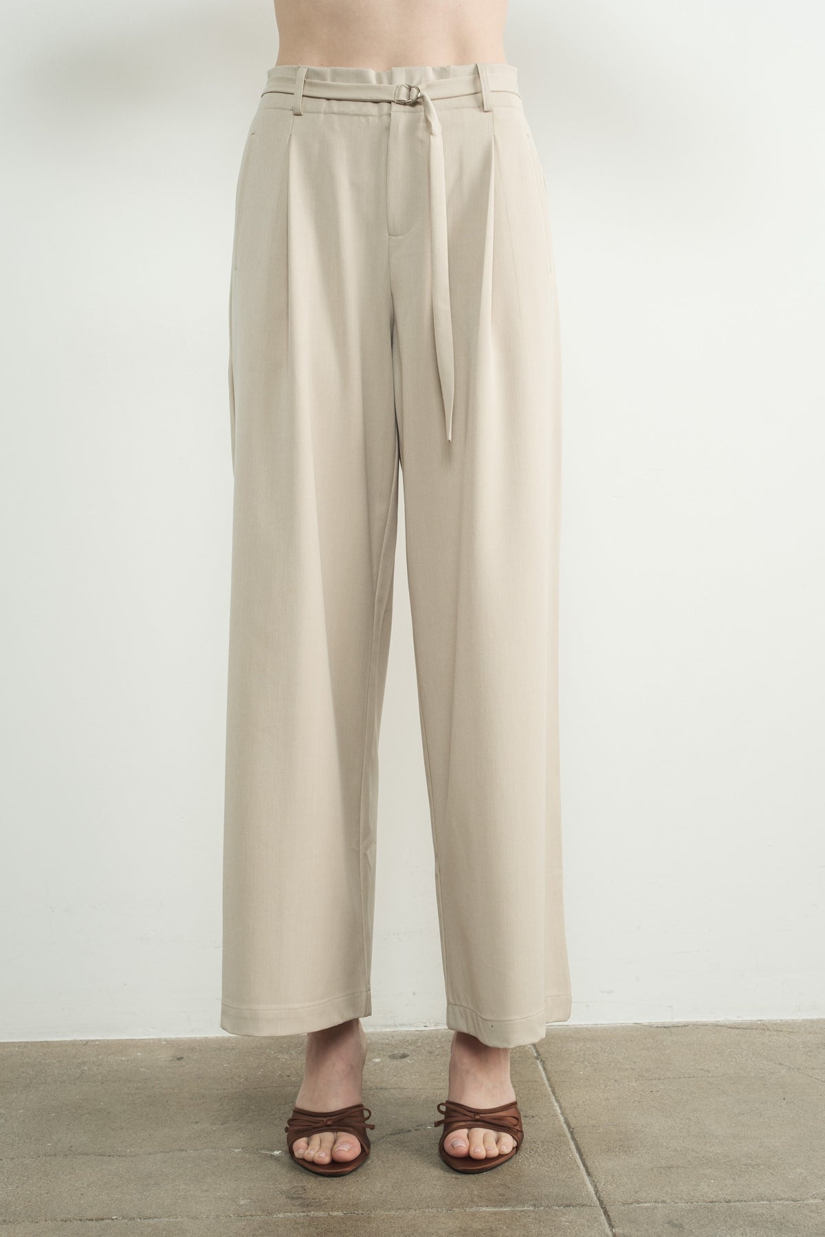 Wide Leg Pants with Self Belt