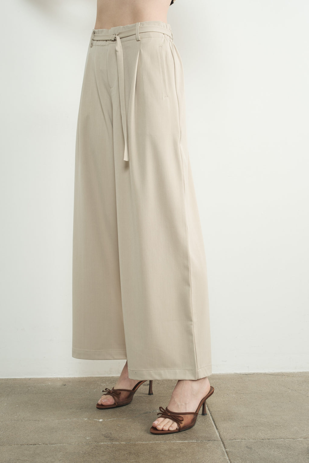 Wide Leg Pants with Self Belt