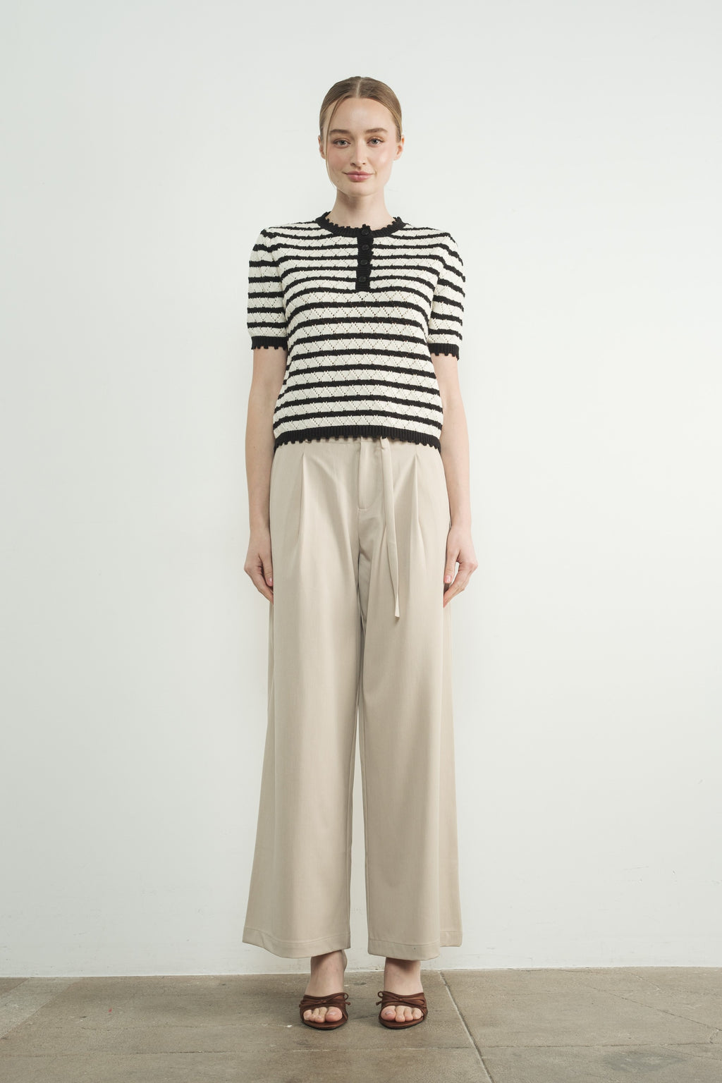 Wide Leg Pants with Self Belt