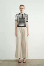 Wide Leg Pants with Self Belt
