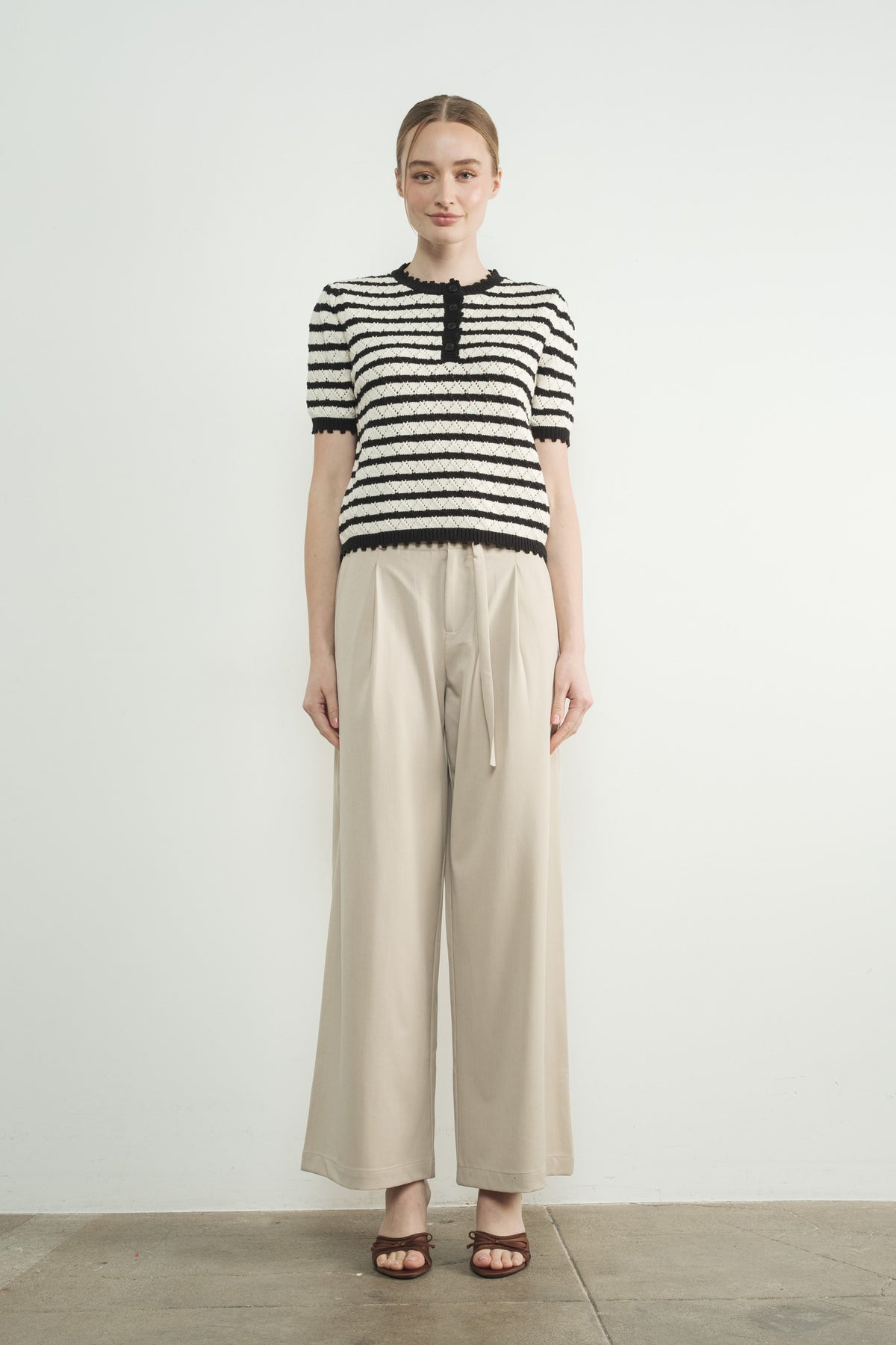 Wide Leg Pants with Self Belt