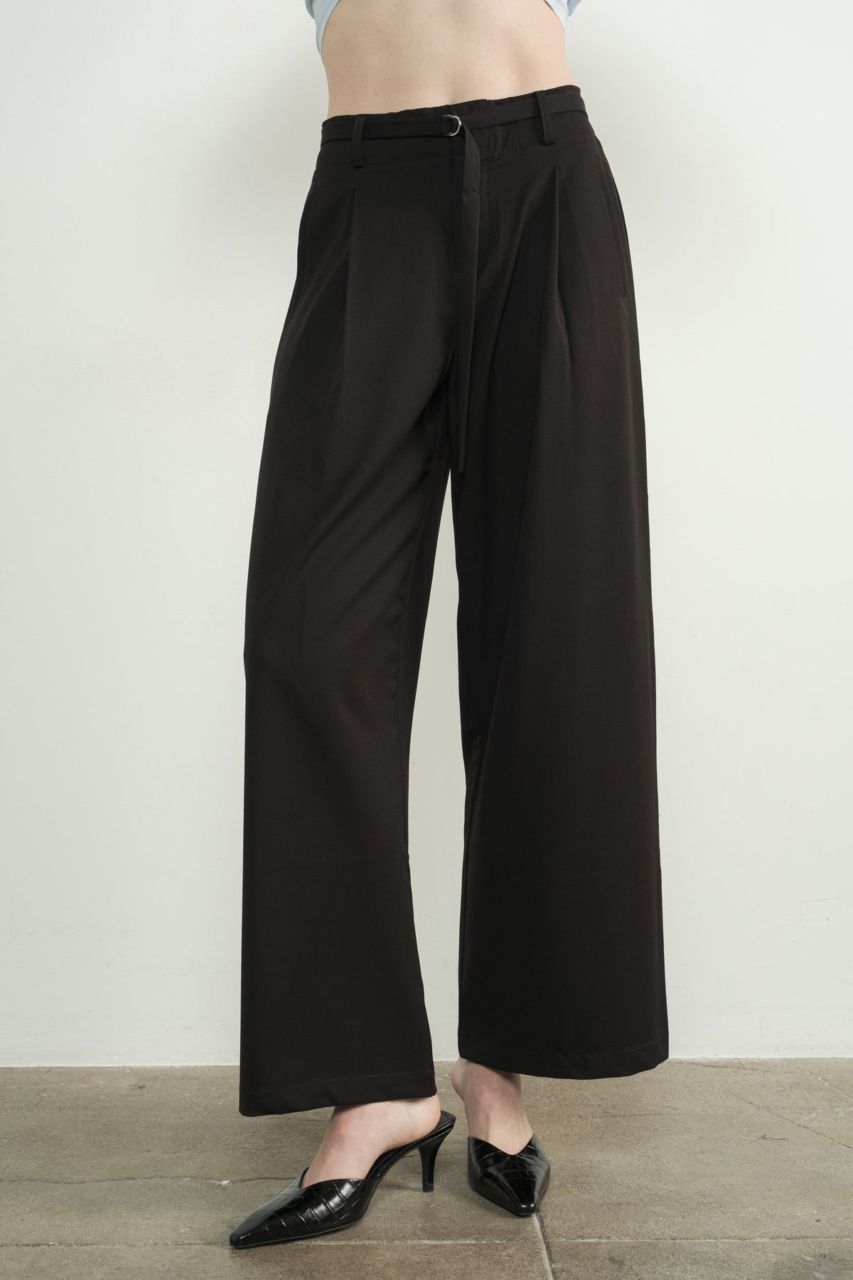 Wide Leg Pants with Self Belt