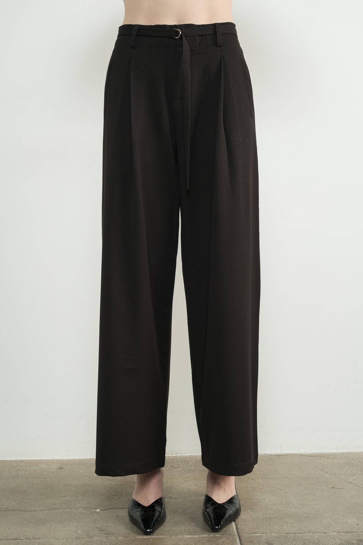 Wide Leg Pants with Self Belt