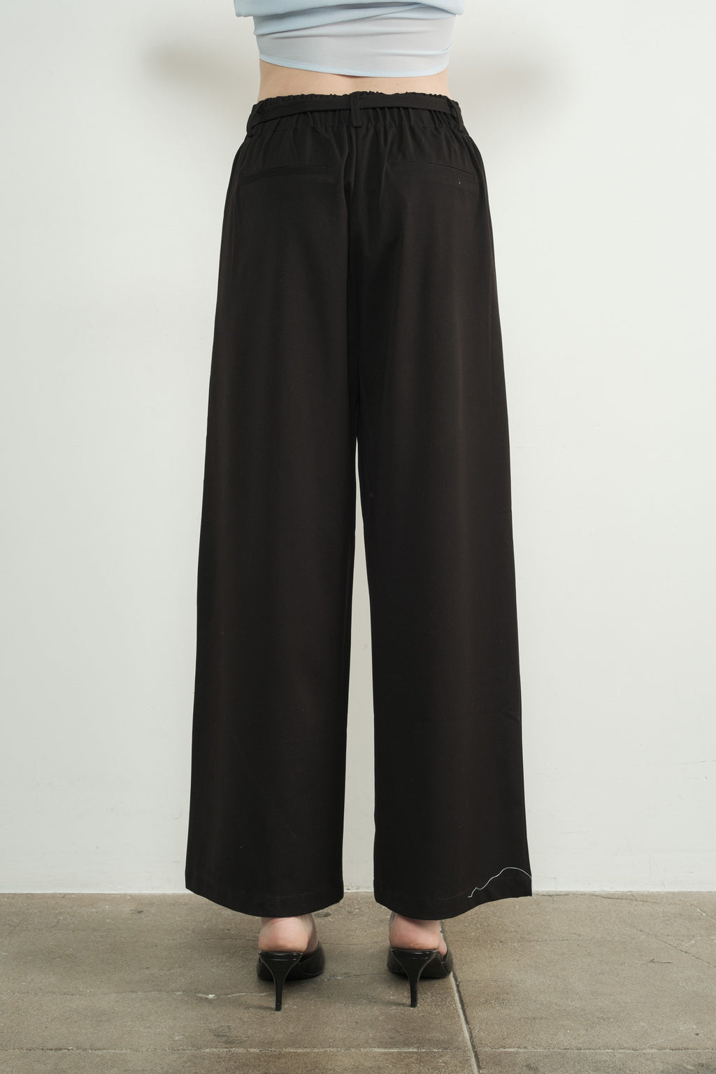 Wide Leg Pants with Self Belt