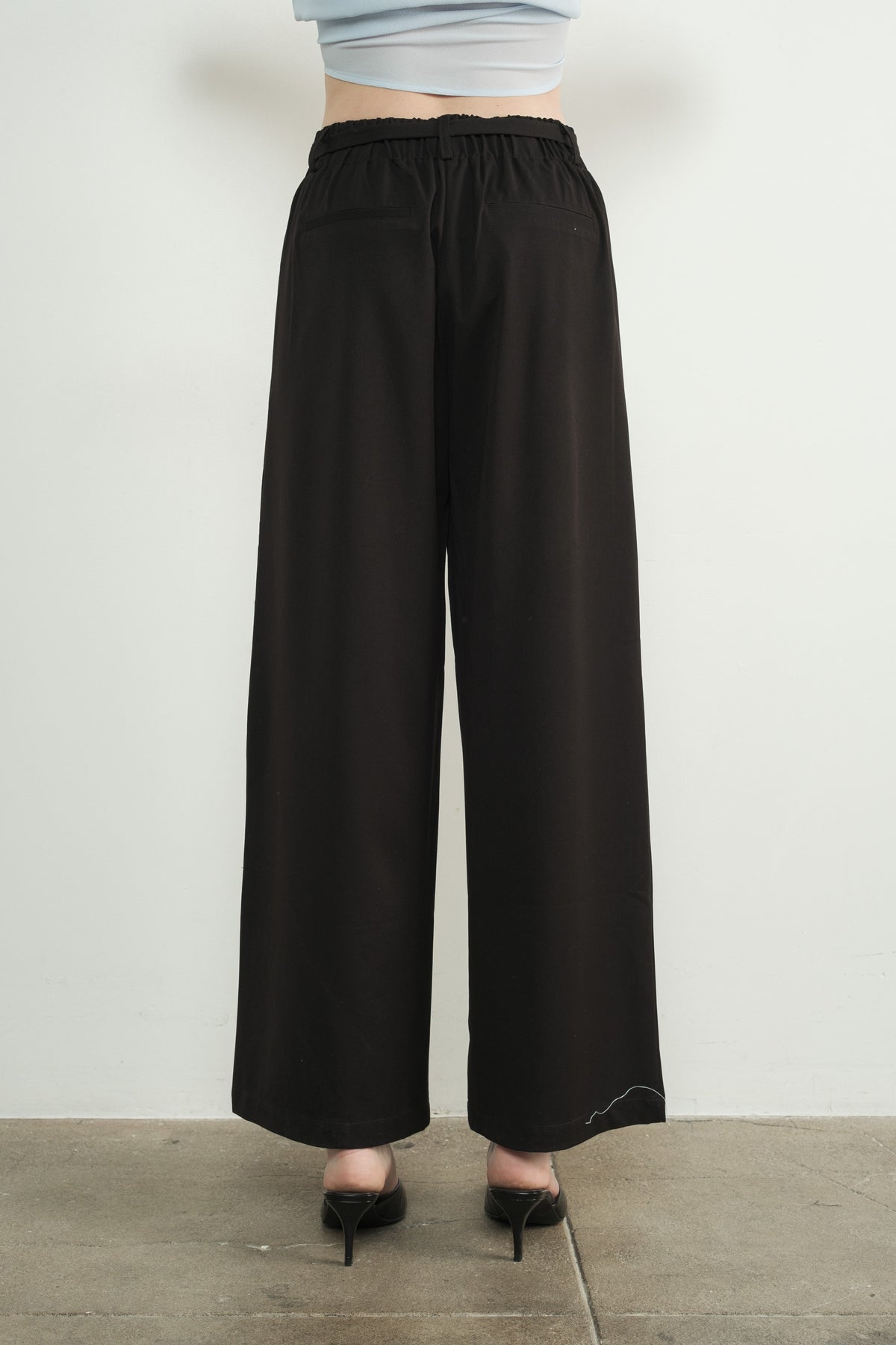 Wide Leg Pants with Self Belt