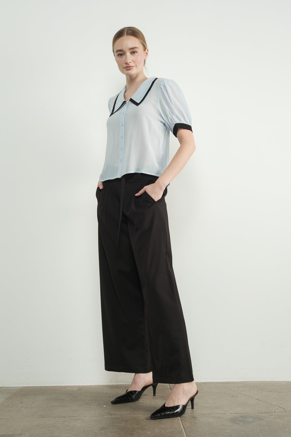 Wide Leg Pants with Self Belt